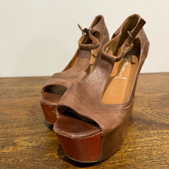 Jeffrey Campbell Foxy Wood Brown Y2K Platform Heel - Picture 7 of 12
